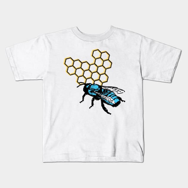Cute Blue HoneyBee Bee Lover Beekeeper Blue Gifts Kids T-Shirt by gillys